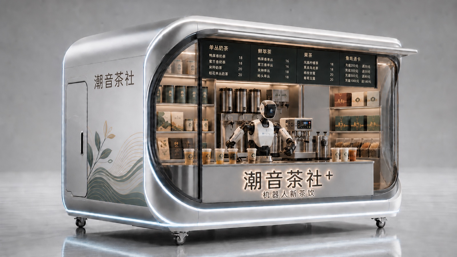 潮音茶社+银色机器人新茶饮舱
