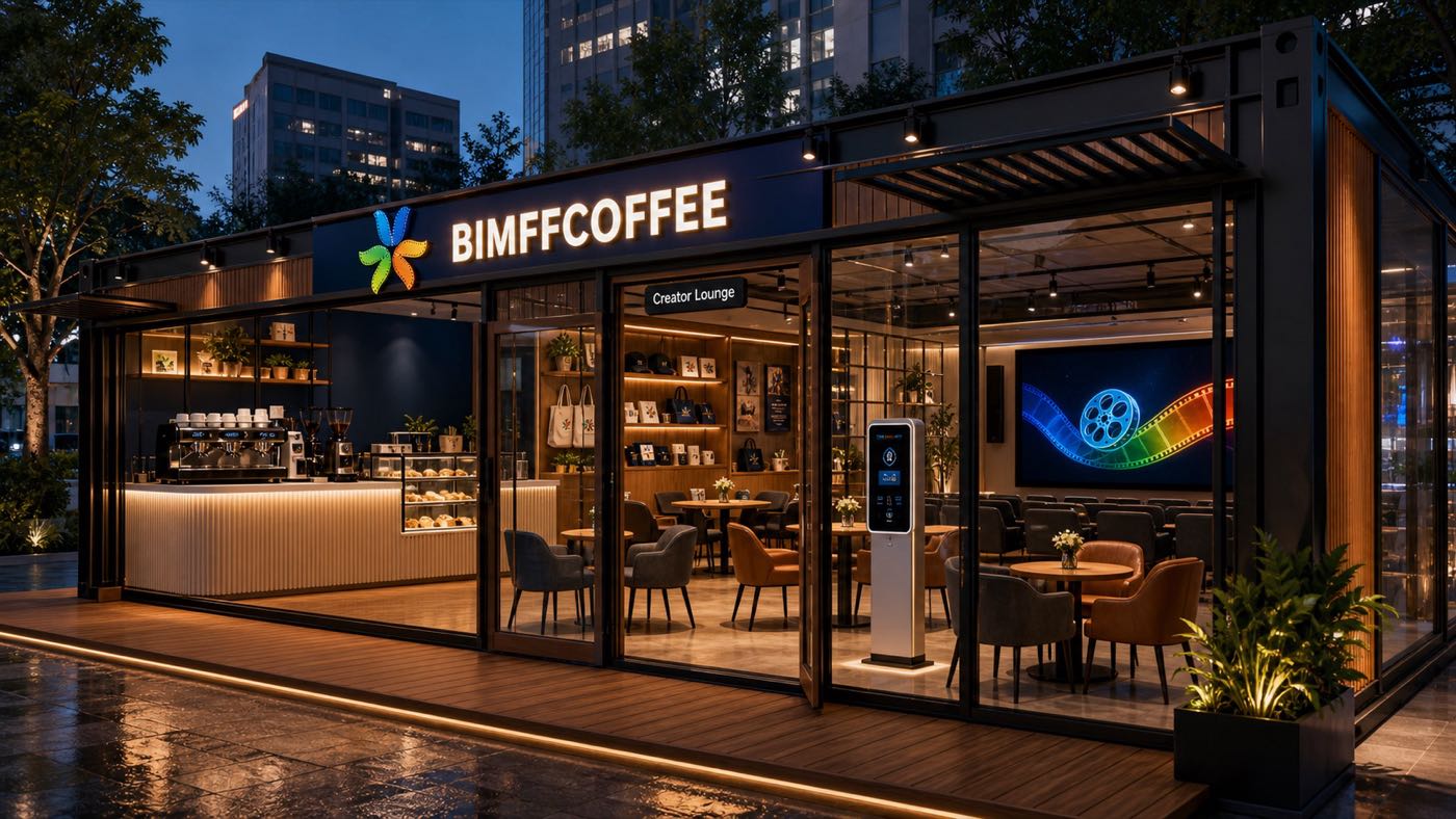 BIMFFCOFFEE 夜景门头与室内空间